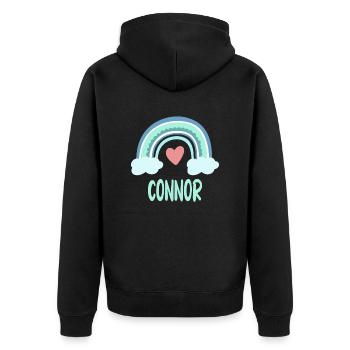 Connor Name Regenbogen Baby - Unisex Premium Bio Zip Hoodie - Schwarz - Hinten - Nico (187cm)