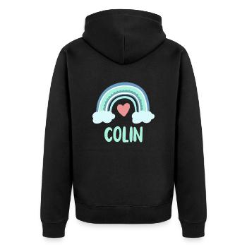 Colin Name Regenbogen Baby - Unisex Premium Bio Zip Hoodie - Schwarz - Hinten - Nico (187cm)