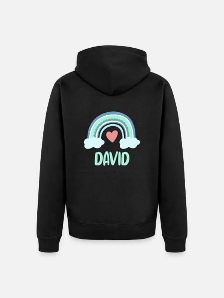 David Name Rainbow Baby - Unisex Premium Organic Zip Hoodie - black