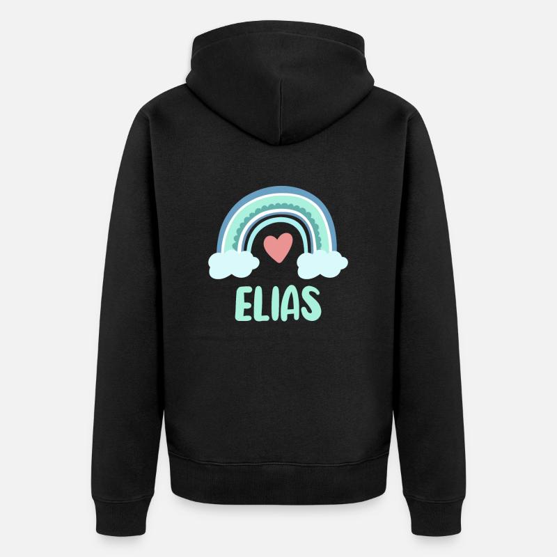 Nom d’Elijah Rainbow Baby - Veste à capuche bio Premium Unisexe - noir