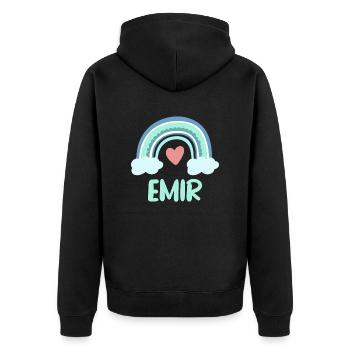 Emir Name Rainbow Baby - Unisex Premium Organic Zip Hoodie - black - Back - Nico (187cm)