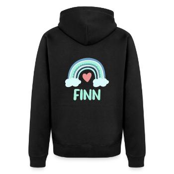 Finn Name Regenbogen Baby - Unisex Premium Bio Zip Hoodie - Schwarz - Hinten - Nico (187cm)
