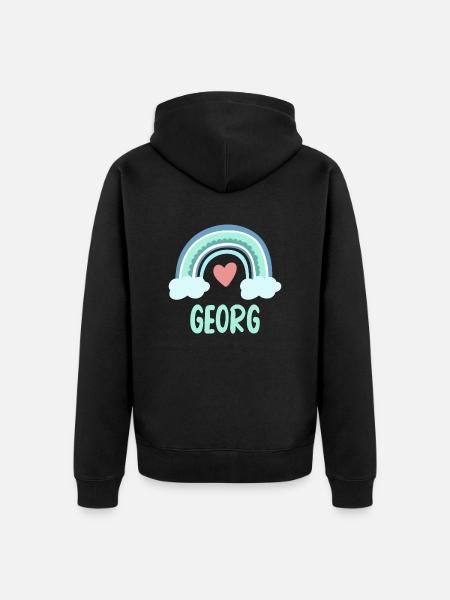 Georg Name Rainbow Baby - Unisex Premium Organic Zip Hoodie - black