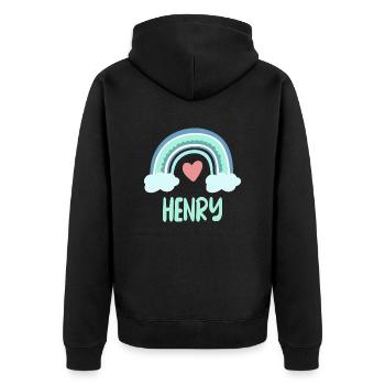 Henry Name Rainbow Baby - Unisex Premium Organic Zip Hoodie - black - Back - Nico (187cm)