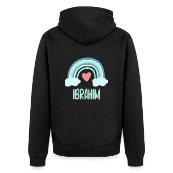 Ibrahim Name Regenbogen Baby - Unisex Premium Bio Zip Hoodie - Schwarz - Hinten - Nico (187cm)
