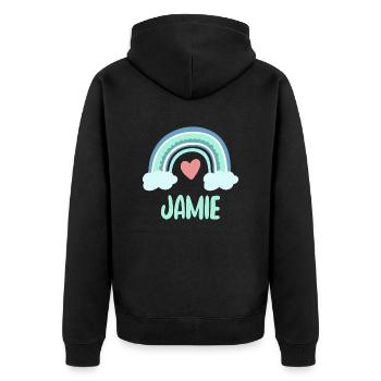 Jamie Name Rainbow Baby - Unisex Premium Organic Zip Hoodie - black - Back - Nico (187cm)