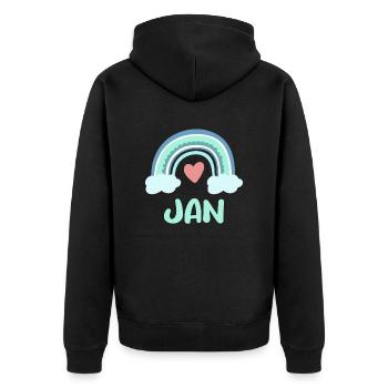 Jan Name Regenbogen Baby - Unisex Premium Bio Zip Hoodie - Schwarz - Hinten - Nico (187cm)