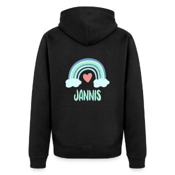 Jannis Name Regenbogen Baby - Unisex Premium Bio Zip Hoodie - Schwarz - Hinten - Nico (187cm)