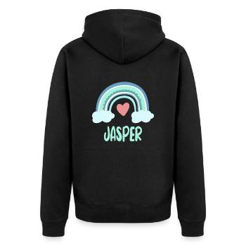 Jasper Name Regenbogen Baby - Unisex Premium Bio Zip Hoodie - Schwarz - Hinten - Nico (187cm)