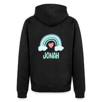 Jonah Name Regenbogen Baby - Unisex Premium Bio Zip Hoodie - Schwarz - Hinten - Nico (187cm)
