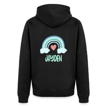 Jayden Name Rainbow Baby - Unisex Premium Organic Zip Hoodie - black - Back - Nico (187cm)