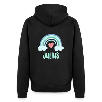 Julius Name Rainbow Baby - Unisex Premium Organic Zip Hoodie - black - Back - Nico (187cm)
