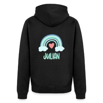 Julian Name Rainbow Baby - Unisex Premium Organic Zip Hoodie - black - Back - Nico (187cm)