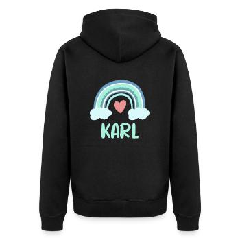 Karl Name Regenbogen Baby - Unisex Premium Bio Zip Hoodie - Schwarz - Hinten - Nico (187cm)