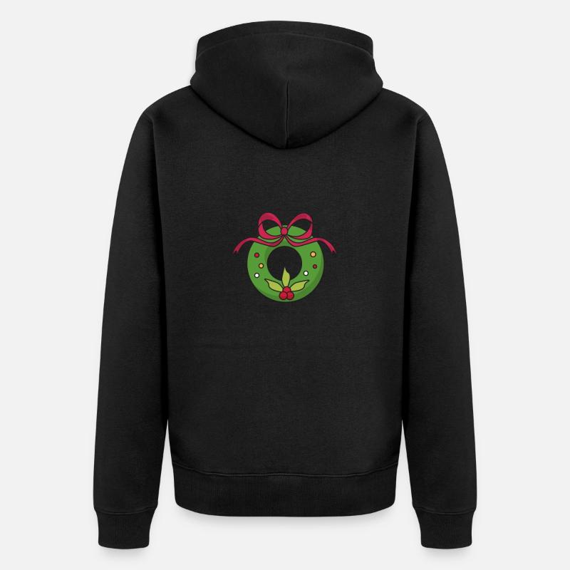 Weihnachtskranz - Unisex Premium Bio Zip Hoodie - Schwarz