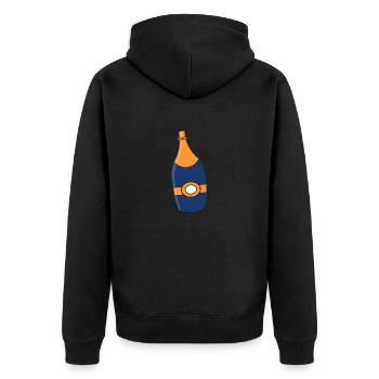 Sektflasche - Unisex Premium Bio Zip Hoodie - Schwarz - Hinten - Nico (187cm)