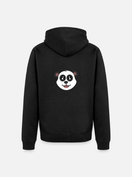 Panda Kawaii - Premium økologisk unisex-hættejakke - sort