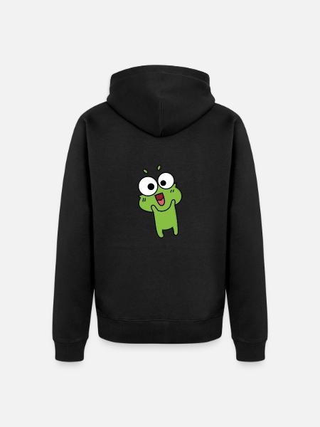 Frog Comic Drawing Funny - Unisex Premium Organic Zip Hoodie - black