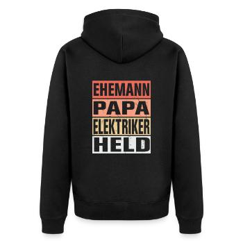 Elektriker Vater Ehemann Held - Unisex Premium Bio Zip Hoodie - Schwarz - Hinten - Nico (187cm)