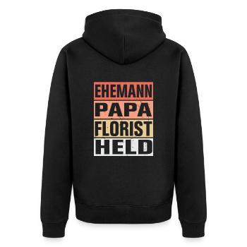 Florist Vater Ehemann Held - Unisex Premium Bio Zip Hoodie - Schwarz - Hinten - Nico (187cm)