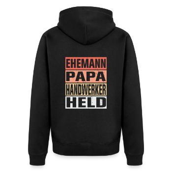 Handwerker Vater Ehemann Held - Unisex Premium Bio Zip Hoodie - Schwarz - Hinten - Nico (187cm)