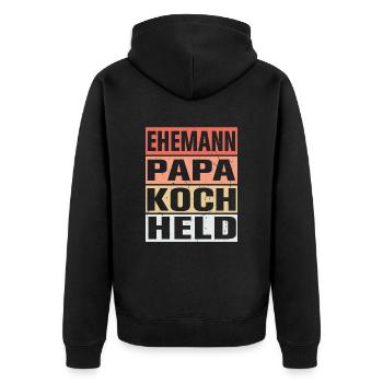 Koch Vater Ehemann Held - Unisex Premium Bio Zip Hoodie - Schwarz - Hinten - Nico (187cm)
