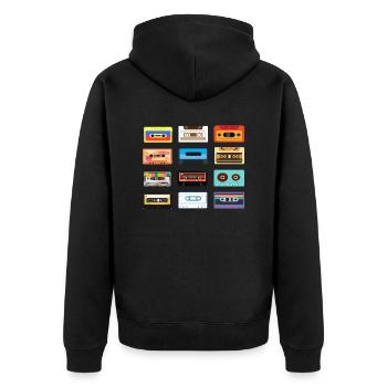 Classic cassette Musik Kassetten - Unisex Premium Bio Zip Hoodie - Schwarz - Hinten - Nico (187cm)