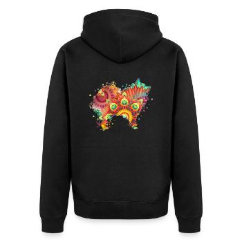 German Spitz Deutscher Spitz Hund Design Hunde - Unisex Premium Bio Zip Hoodie - Schwarz - Hinten - Nico (187cm)