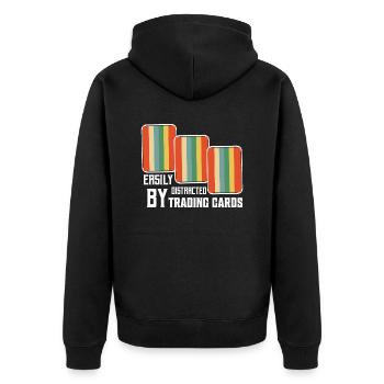 Easily Distracted By Trading Cards Funny TCG Card - Unisex Premium Bio Zip Hoodie - Schwarz - Hinten - Nico (187cm)