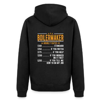 Boilermaker hourly wage - Unisex Premium Organic Zip Hoodie - black - Back - Nico (187cm)