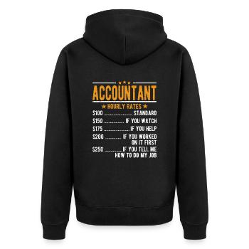 Buchhalter Stundenlohn - Unisex Premium Bio Zip Hoodie - Schwarz - Hinten - Nico (187cm)