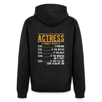 Actress Hourly wage - Unisex Premium Organic Zip Hoodie - black - Back - Nico (187cm)