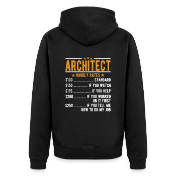 Architect hourly wage - Unisex Premium Organic Zip Hoodie - black - Back - Nico (187cm)