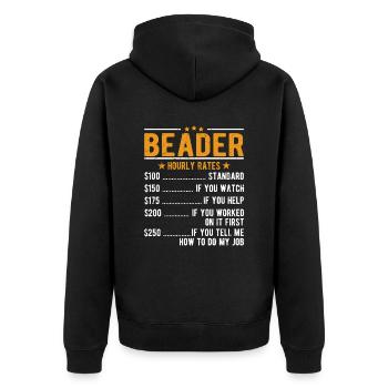 Allongement de la perle Salaire horaire - Veste à capuche bio Premium Unisexe - noir - Dos - Nico (187cm)