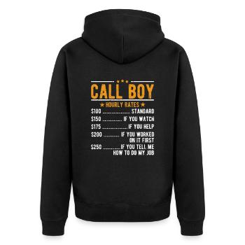 Call Boy hourly wage - Unisex Premium Organic Zip Hoodie - black - Back - Nico (187cm)