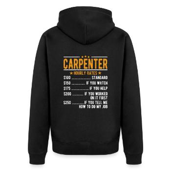Carpenter hourly wage - Unisex Premium Organic Zip Hoodie - black - Back - Nico (187cm)