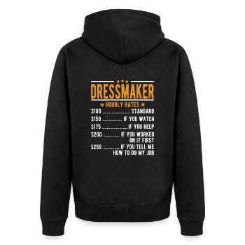 Schneider Stundenlohn - Unisex Premium Bio Zip Hoodie - Schwarz - Hinten - Nico (187cm)