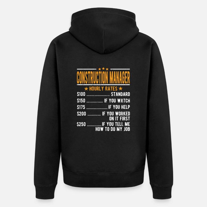 Bauleiter Stundenlohn - Unisex Premium Bio Zip Hoodie - Schwarz