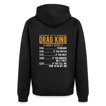 Ziehen Sie König Stundenlohn - Unisex Premium Bio Zip Hoodie - Schwarz - Hinten - Nico (187cm)