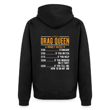 Drag Queen Salaire horaire - Veste à capuche bio Premium Unisexe - noir - Dos - Nico (187cm)