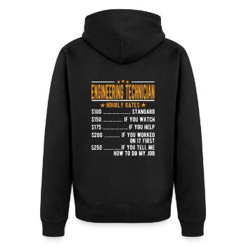 Engineering technician hourly wage - Unisex Premium Organic Zip Hoodie - black - Back - Nico (187cm)