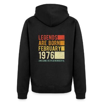 Anniversaire février 1976 - Veste à capuche bio Premium Unisexe - noir - Dos - Nico (187cm)