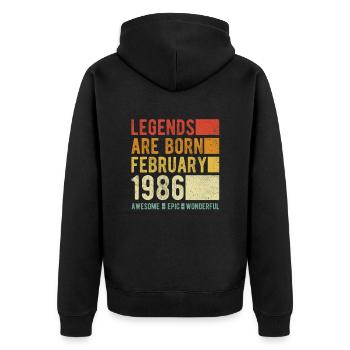 Anniversaire février 1986 - Veste à capuche bio Premium Unisexe - noir - Dos - Nico (187cm)