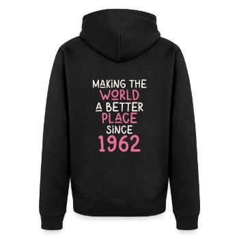 Rendre le monde meilleur depuis 1962 - Veste à capuche bio Premium Unisexe - noir - Dos - Nico (187cm)
