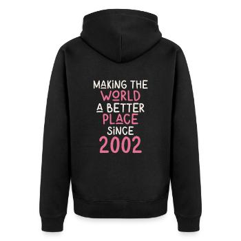 Rendre le monde meilleur depuis 2002 - Veste à capuche bio Premium Unisexe - noir - Dos - Nico (187cm)
