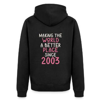 Rendre le monde meilleur depuis 2003 - Veste à capuche bio Premium Unisexe - noir - Dos - Nico (187cm)