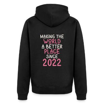Rendre le monde meilleur depuis 2022 - Veste à capuche bio Premium Unisexe - noir - Dos - Nico (187cm)