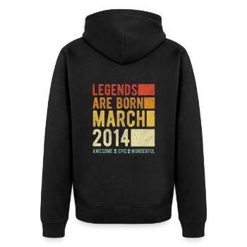 Birthday March 2014 - Unisex Premium Organic Zip Hoodie - black - Back - Nico (187cm)