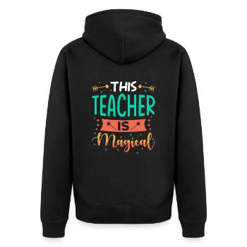 Lehrerin Geschenk - Unisex Premium Bio Zip Hoodie - Schwarz - Hinten - Nico (187cm)