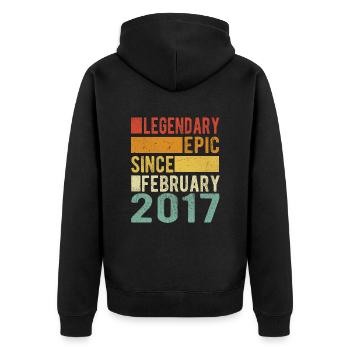 Birthday February 2017 Legendary epic - Unisex Premium Organic Zip Hoodie - black - Back - Nico (187cm)